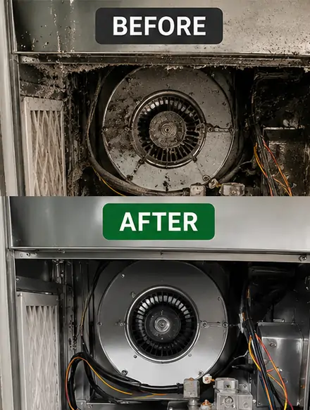 Residential furnace cleaning technician